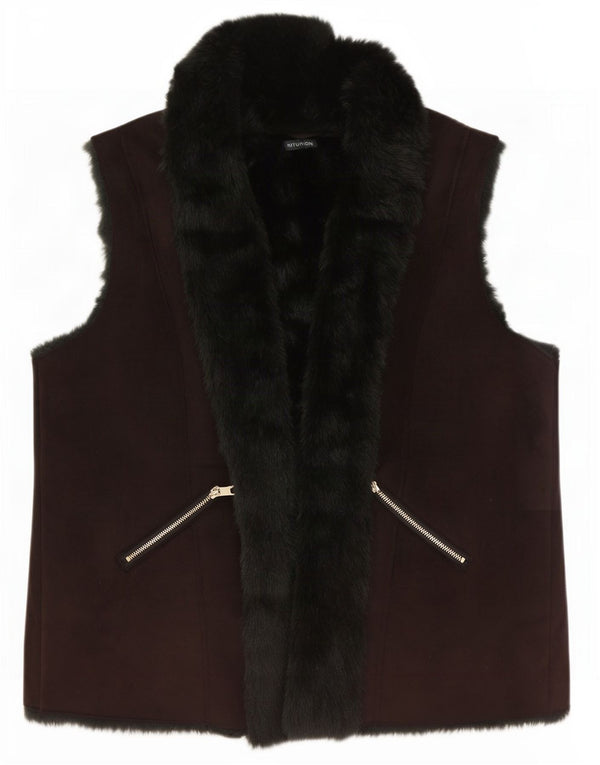 Intuition Womens Sherpa Open Gilet UK 18 XL Marron Colorblock Polyester