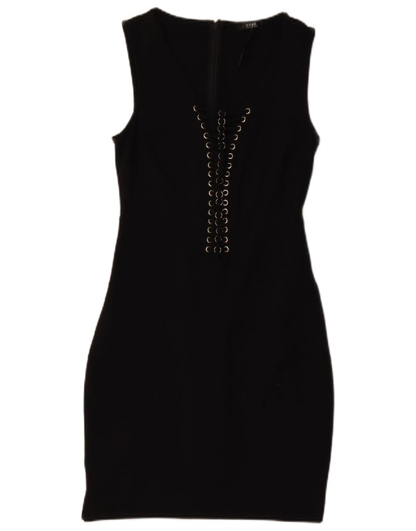 Guess Robe moulante sans manches pour femme UK 12 Nylon noir moyen