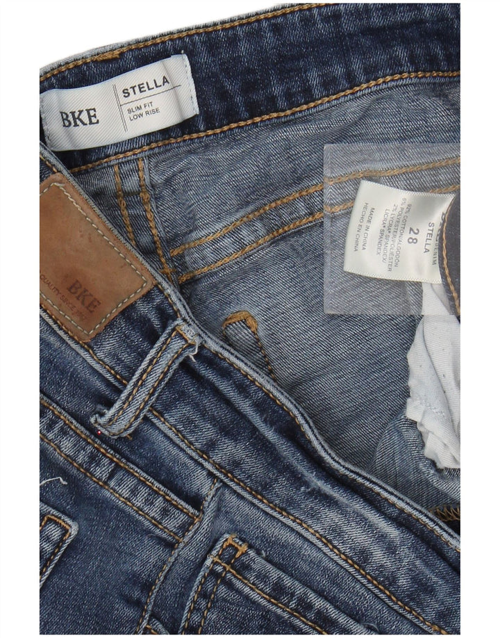 BKE Femmes Stella Taille Basse Denim Déchiré Short W28 Bleu Moyen Coton