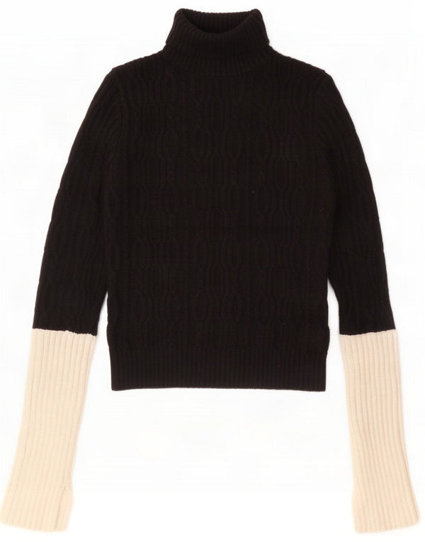 Zara Pull court à col roulé pour femme UK 10 Small Noir Colourblock