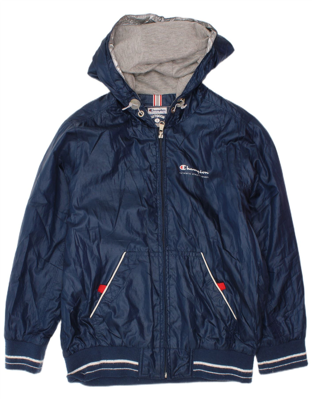 Champion Veste de Pluie à Capuche Garçon 7-8 Ans Petit Bleu Marine Polyester