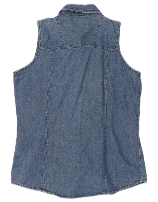 Brandon & C Chemise en jean sans manches pour femme UK 14 Bleu moyen