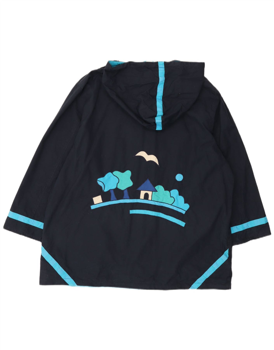 DW-SHOP Manteau coupe-vent à capuche graphique pour femme UK 20 2XL Bleu marine Coton