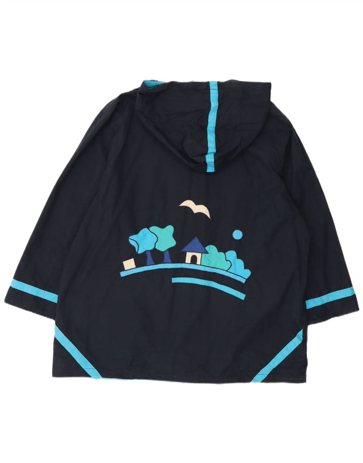 DW-SHOP Manteau coupe-vent à capuche graphique pour femme UK 20 2XL Bleu marine Coton