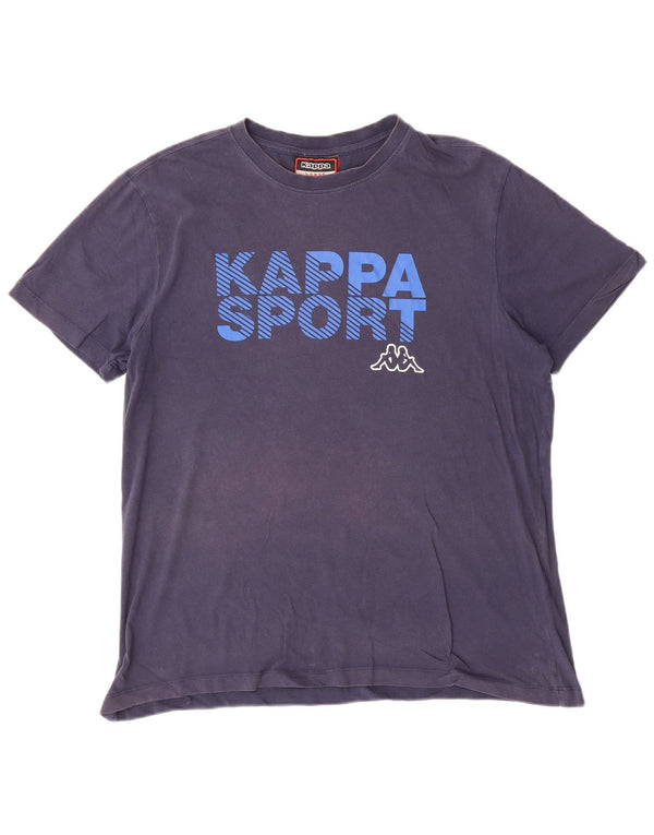 Kappa Mens Graphic T-Shirt Top Large Bleu Marine Coton