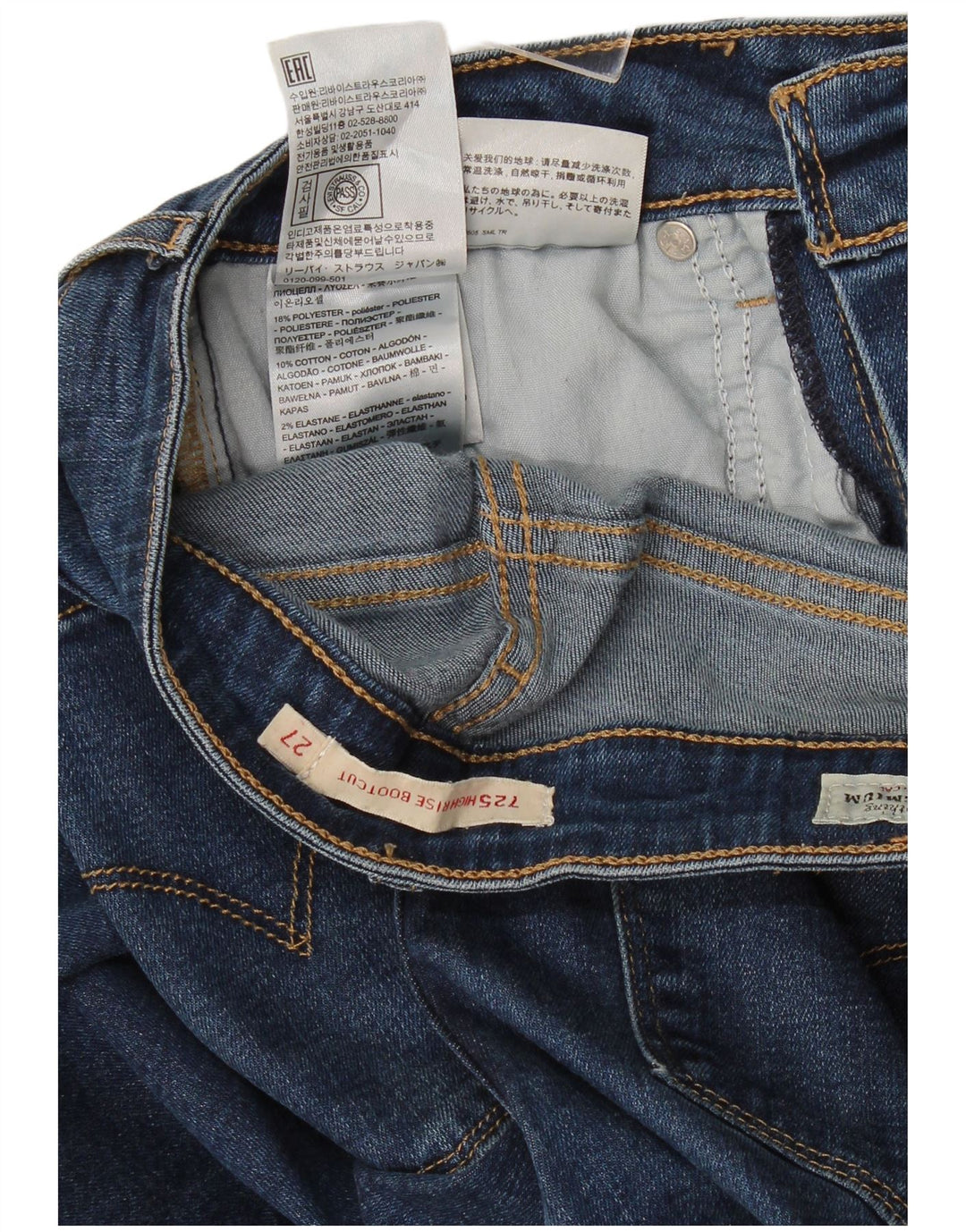 Levi's Jean Bootcut Taille Haute 725 Femme W27 L29 Bleu Lyocell