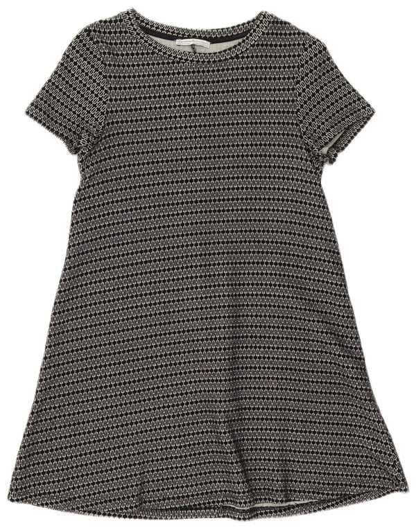 Zara Robe tunique à manches courtes pour femme UK 8 Petit Noir Géométrique