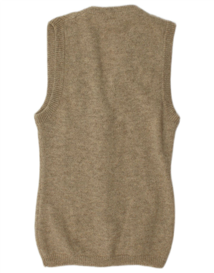 Stefanel Pull cardigan sans manches pour femme UK 14 Beige moyen