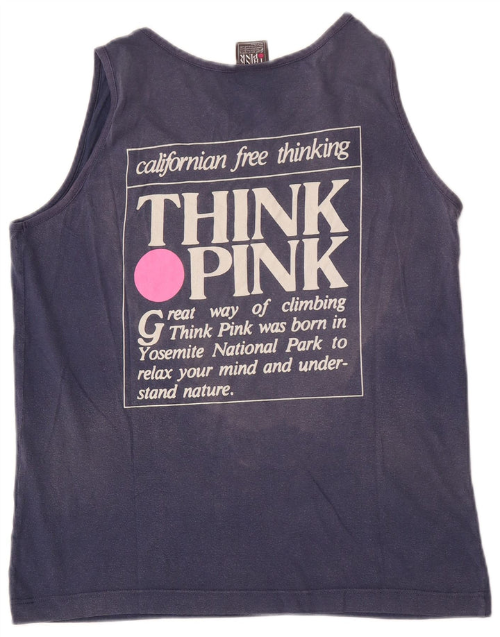 Think Pink Débardeur Graphique Homme Petit Bleu Marine Coton