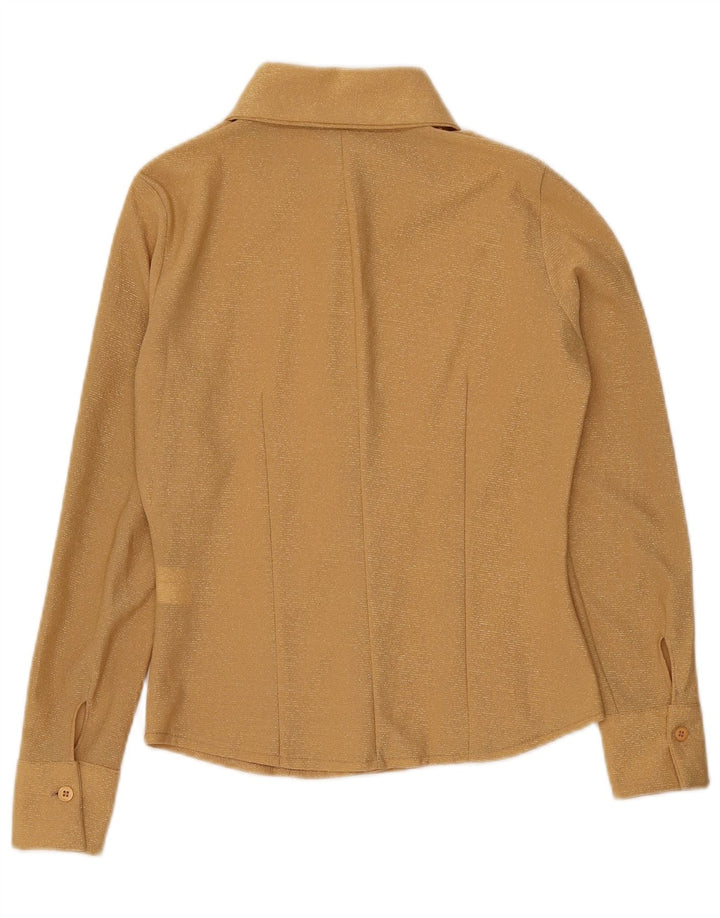 chemise femme vintage UK 10 Petit polyester doré