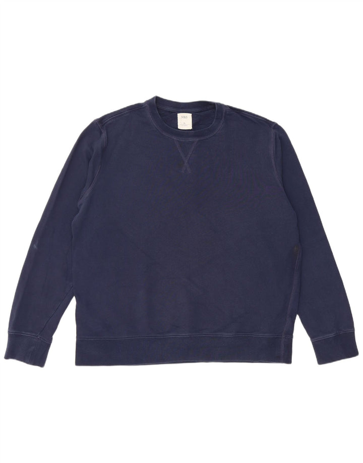MARKS & SPENCER Sweat-Shirt Homme XL Bleu Marine Coton