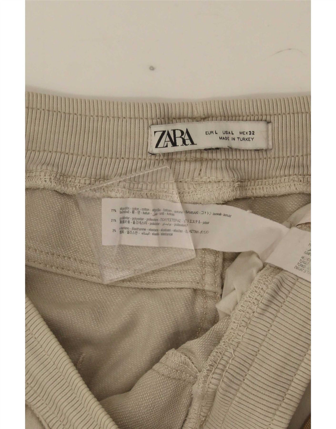 Zara Short Cargo Homme Large W32 Coton Beige