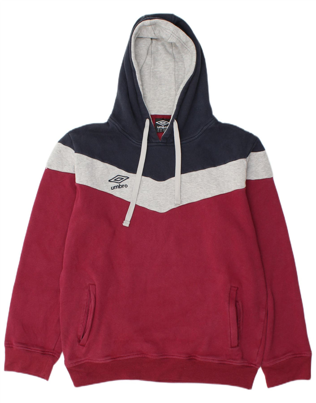 UMBRO Pull à capuche pour homme XL en coton color block bordeaux