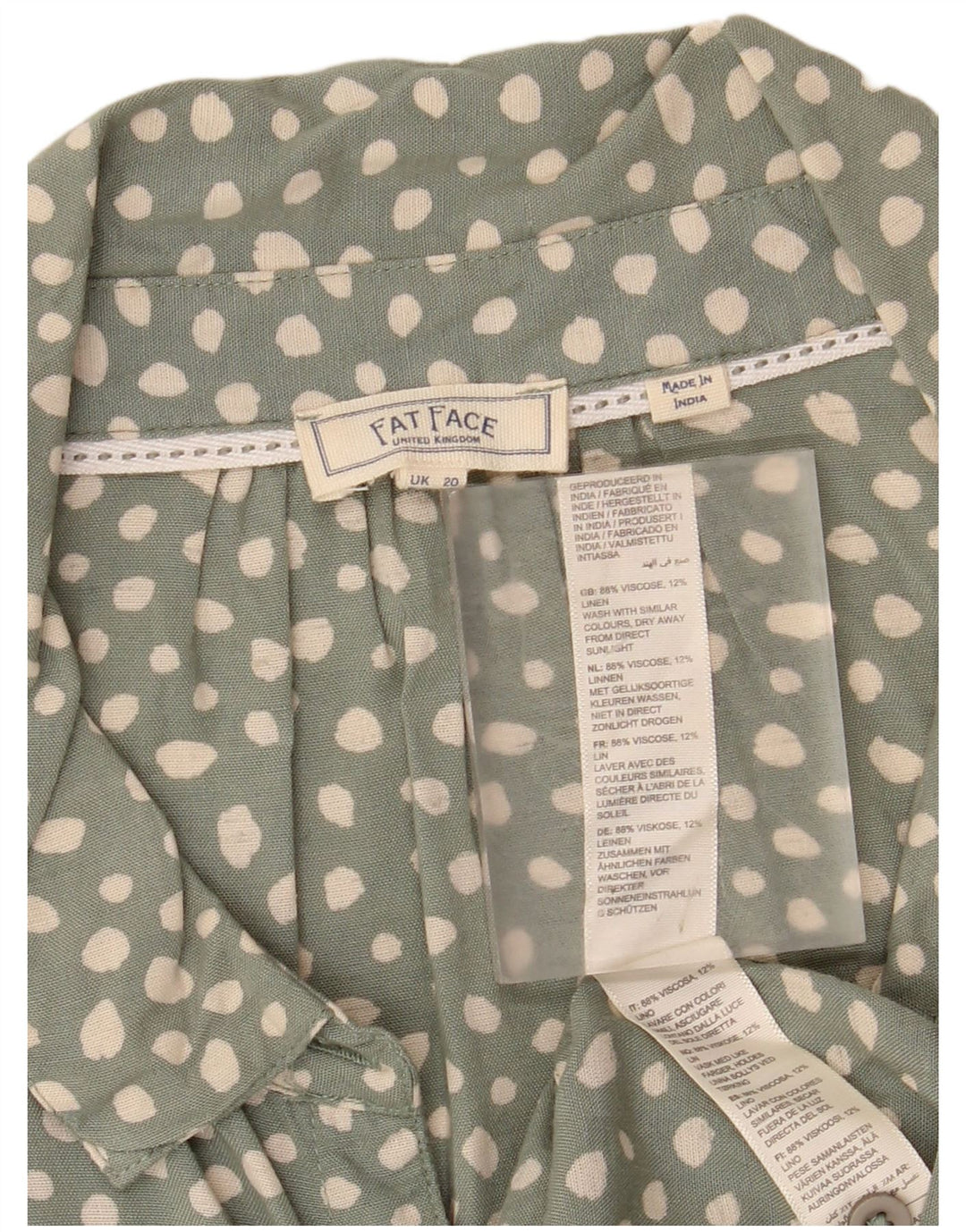 FAT FACE Chemisier à nouer sur le devant pour femme UK 20 2XL Vert à pois