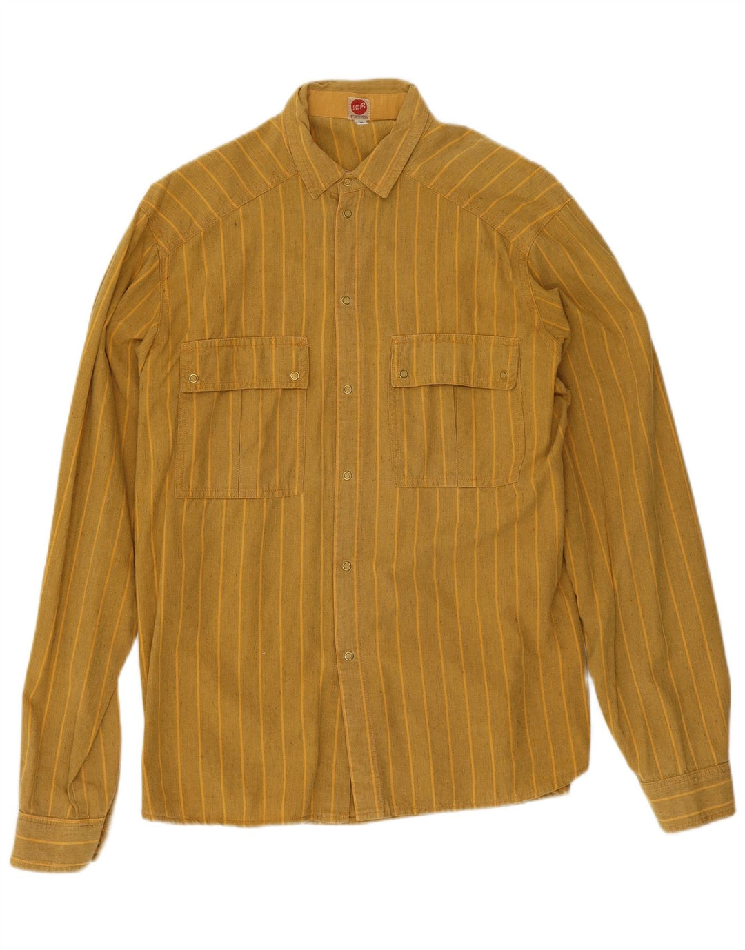 Chemise Homme Vintage Coton Rayé Jaune Moyen