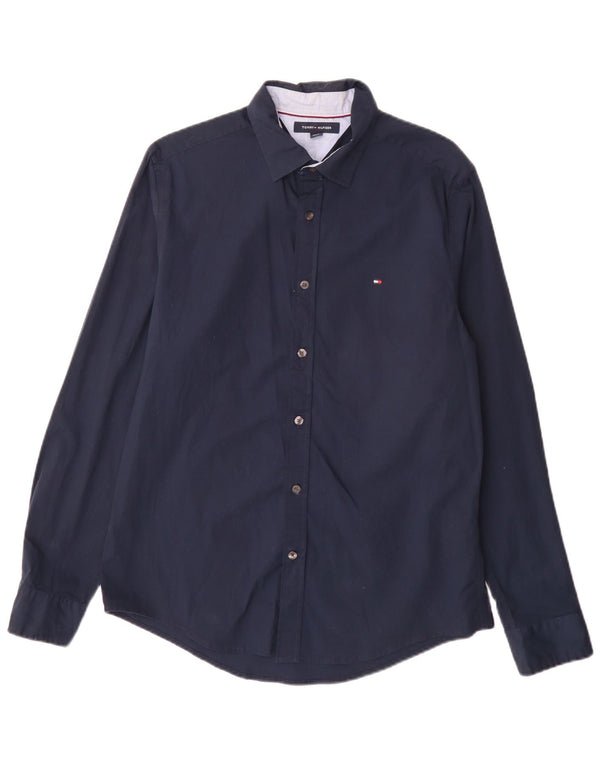 Tommy Hilfiger Mens Shirt Medium Navy Blue Cotton