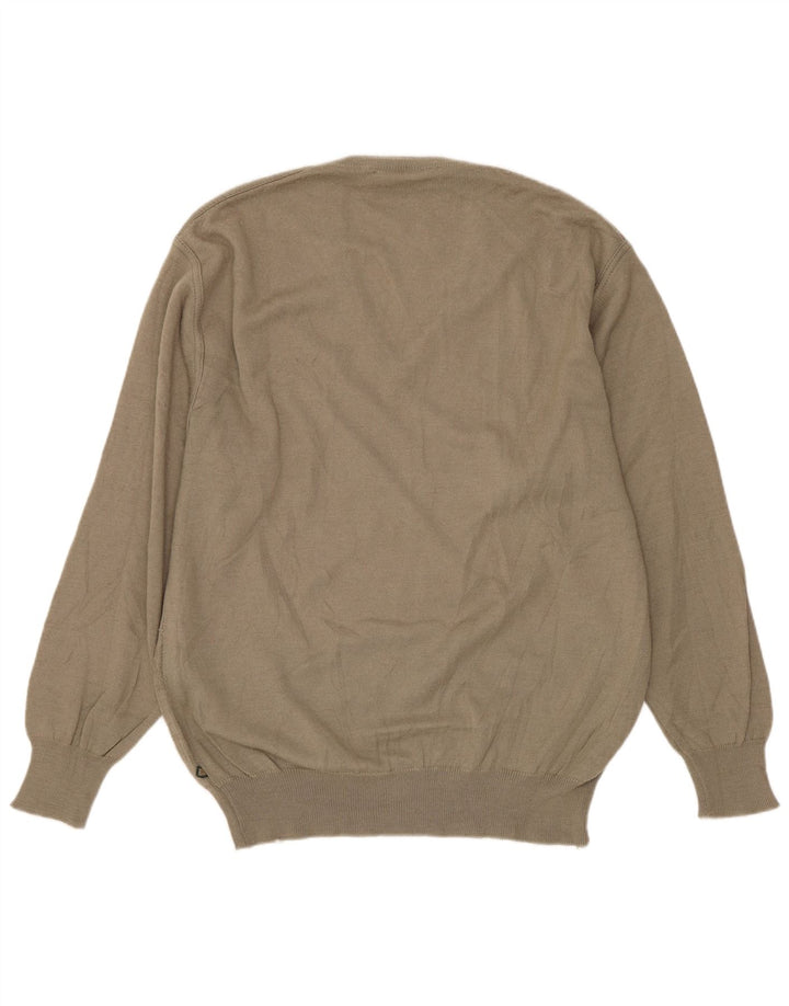 MALAGRIDA Pull Col V Homme Gris Moyen Laine Géométrique