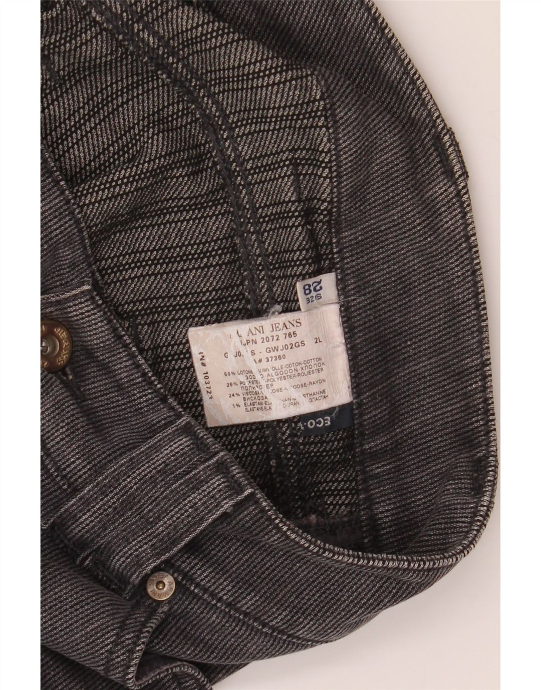 ARMANI Pantalon décontracté droit taille basse pour femme W34 L34 Gris à fines rayures