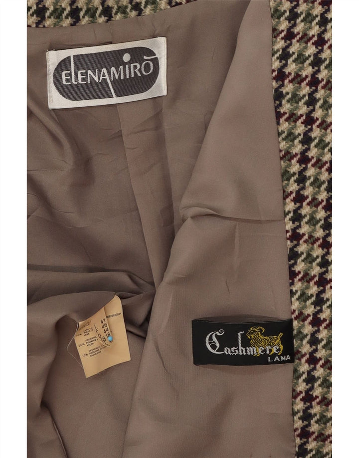 ELENA MIRO Veste Blazer 2 Boutons Femme UK 18 XL Pied-de-Poule Multicolore