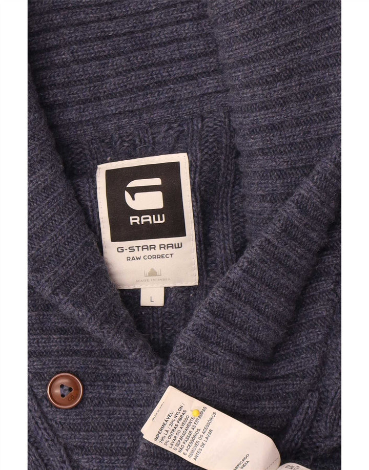 G-Star Homme Cardigan Pull Large Bleu Marine Laine