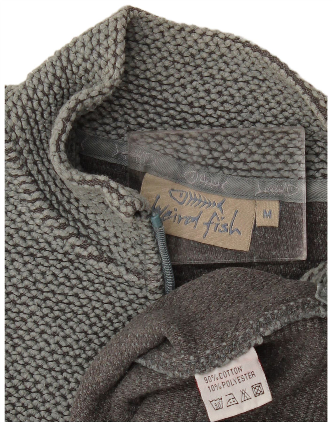 Weird Fish Sweat-shirt col zippé pour homme en coton vert moyen