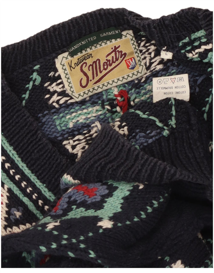 S.Moritz Pull col V pour femme UK 16 Large Bleu marine Coton