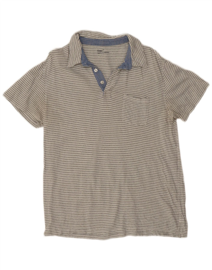 Gap Polo Homme Blanc Moyen En Coton À Fines Rayures
