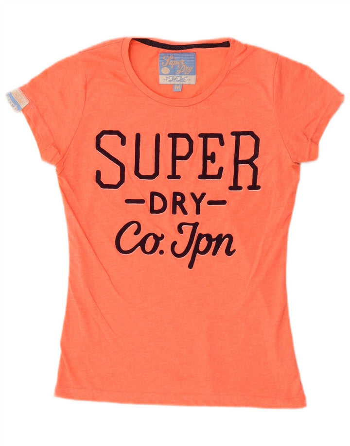 Superdry T-Shirt Graphique Femme UK 12 Coton Orange Moyen