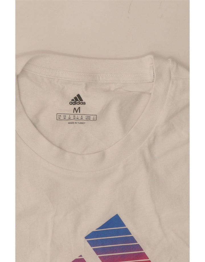 ADIDAS Mens Graphic T-Shirt Top Medium White Cotton Vintage Adidas and Second-Hand Adidas from Messina Hembry 