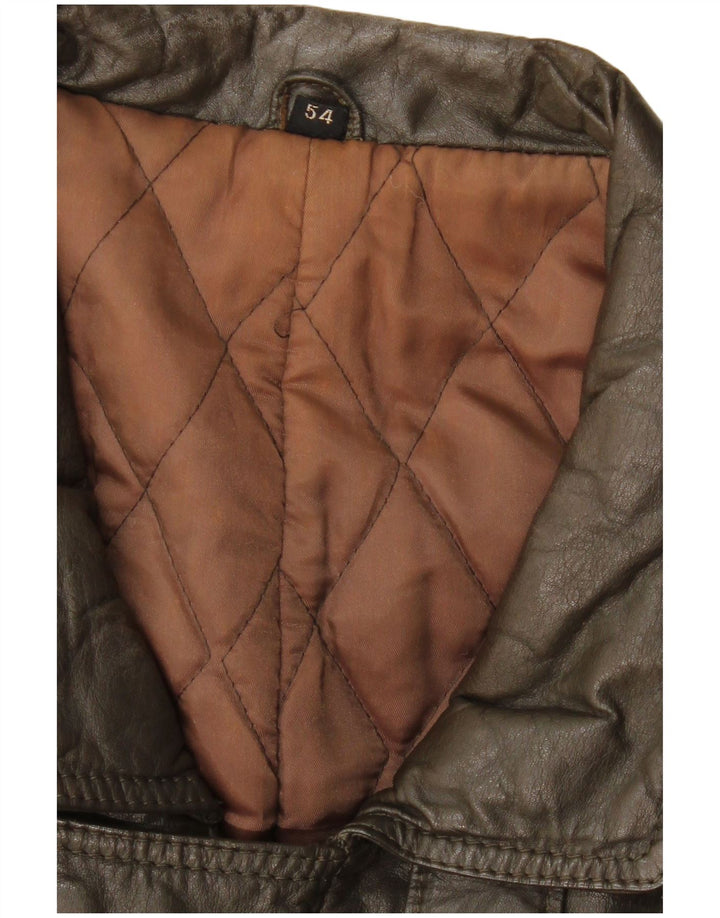 Manteau en cuir homme vintage IT 54 2XL Kaki