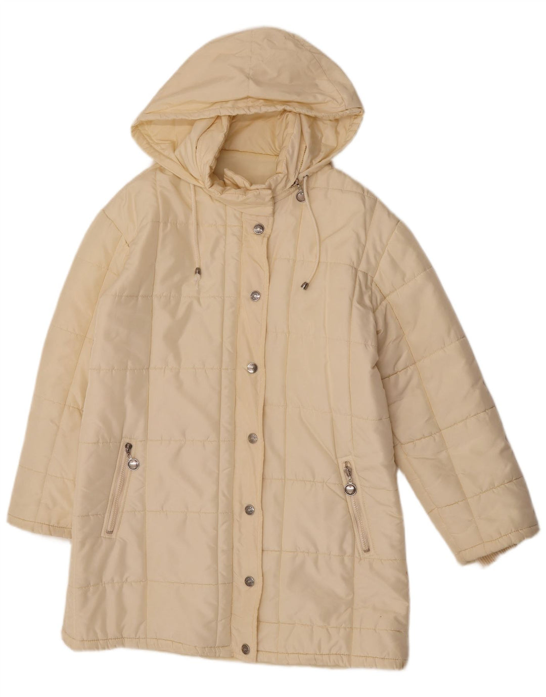 Moschino Manteau rembourré à capuche pour femme UK 12 Medium Off White Polyester