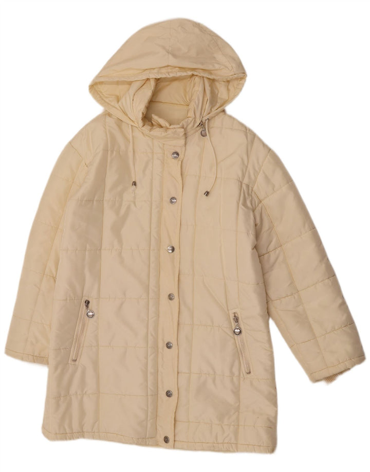 Moschino Manteau rembourré à capuche pour femme UK 12 Medium Off White Polyester