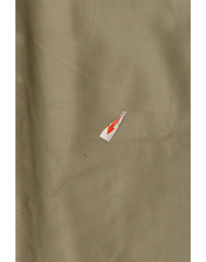 vintage Femme Midi Jupe En Cuir W32 Grand Kaki