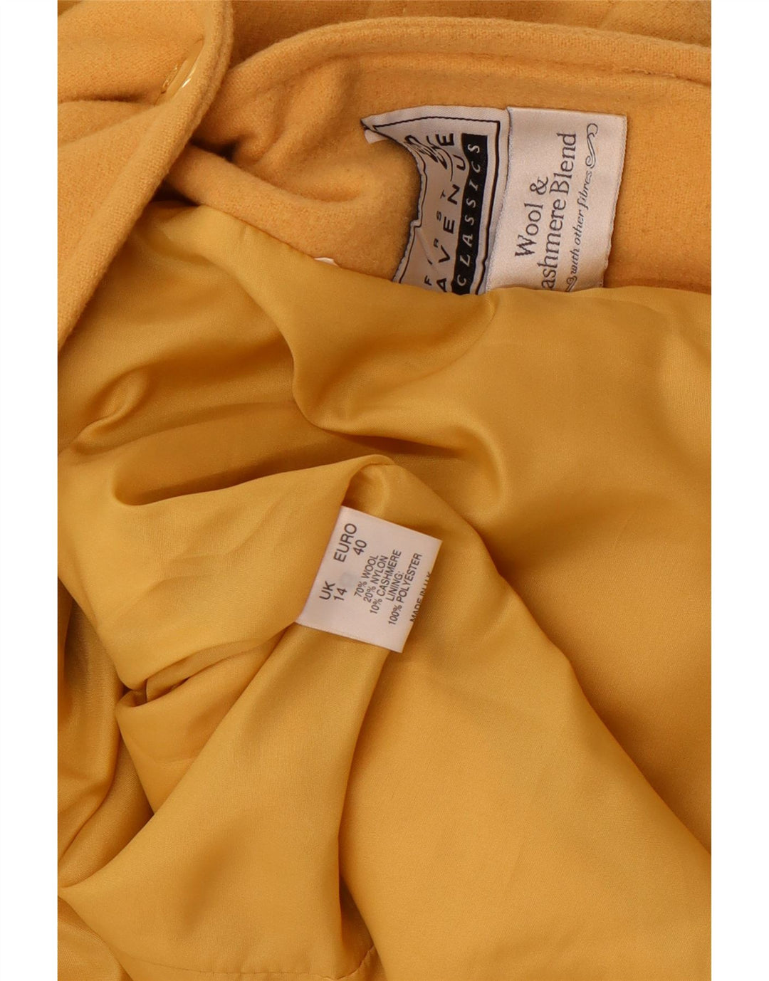 First Avenue Veste Blazer 1 Bouton Femme UK 14 Laine Jaune Moyen