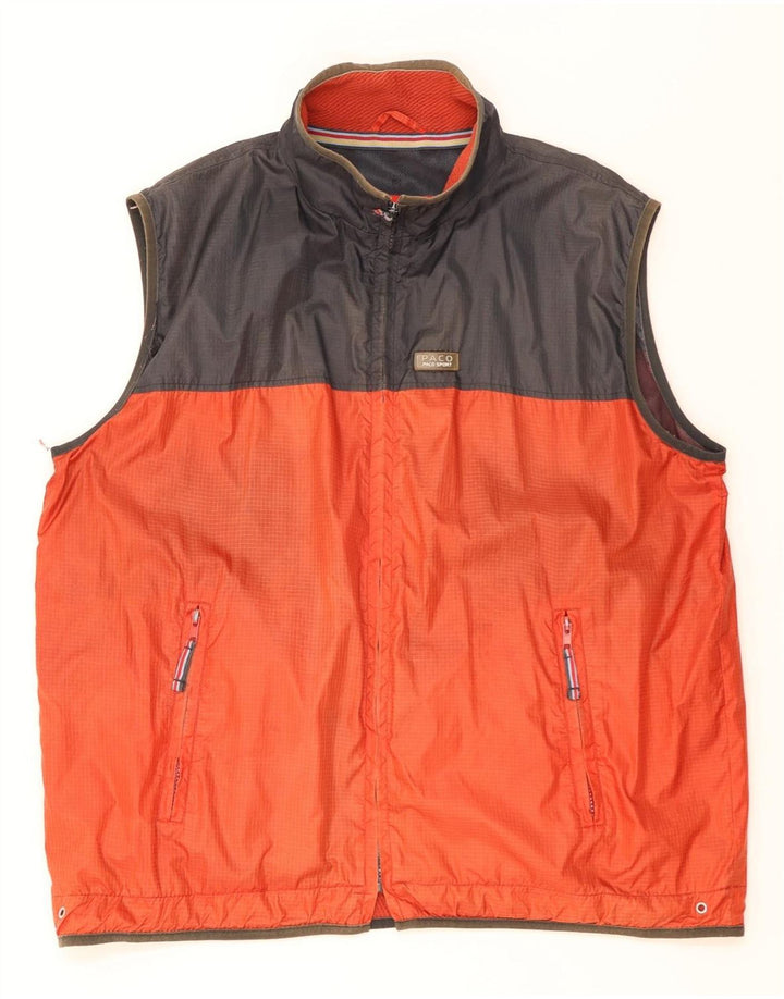 Paco Gilet Homme UK 40 Large Orange Colorblock Nylon