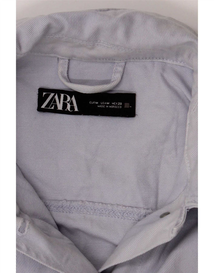 Zara Veste utilitaire surdimensionnée pour femme UK 14 en coton bleu moyen
