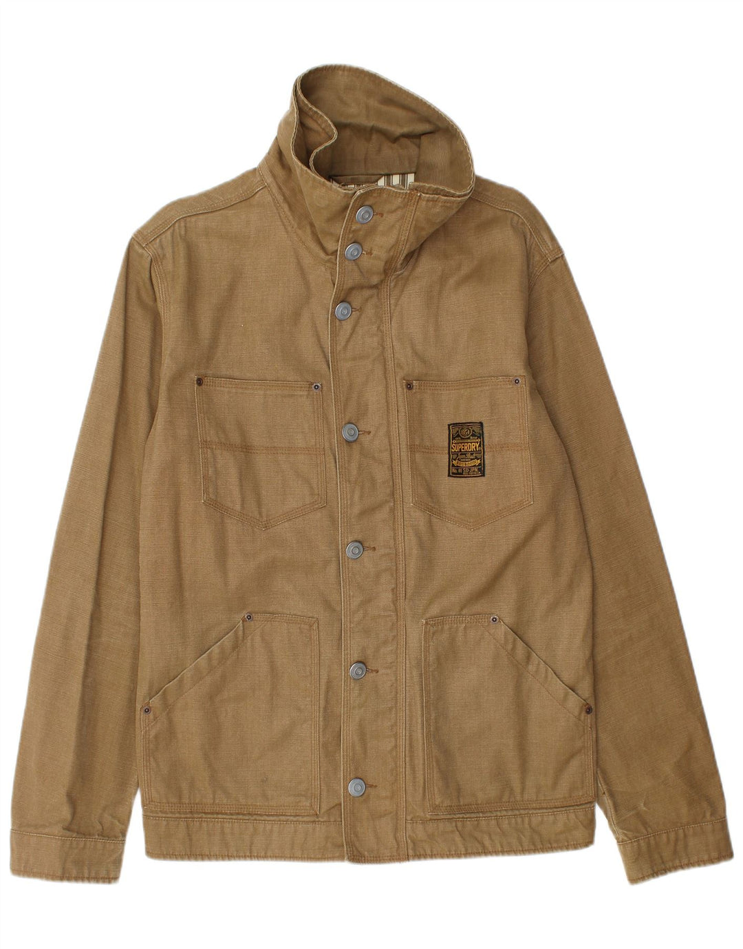 SUPERDRY Veste utilitaire pour hommes UK 40 Large Beige Coton