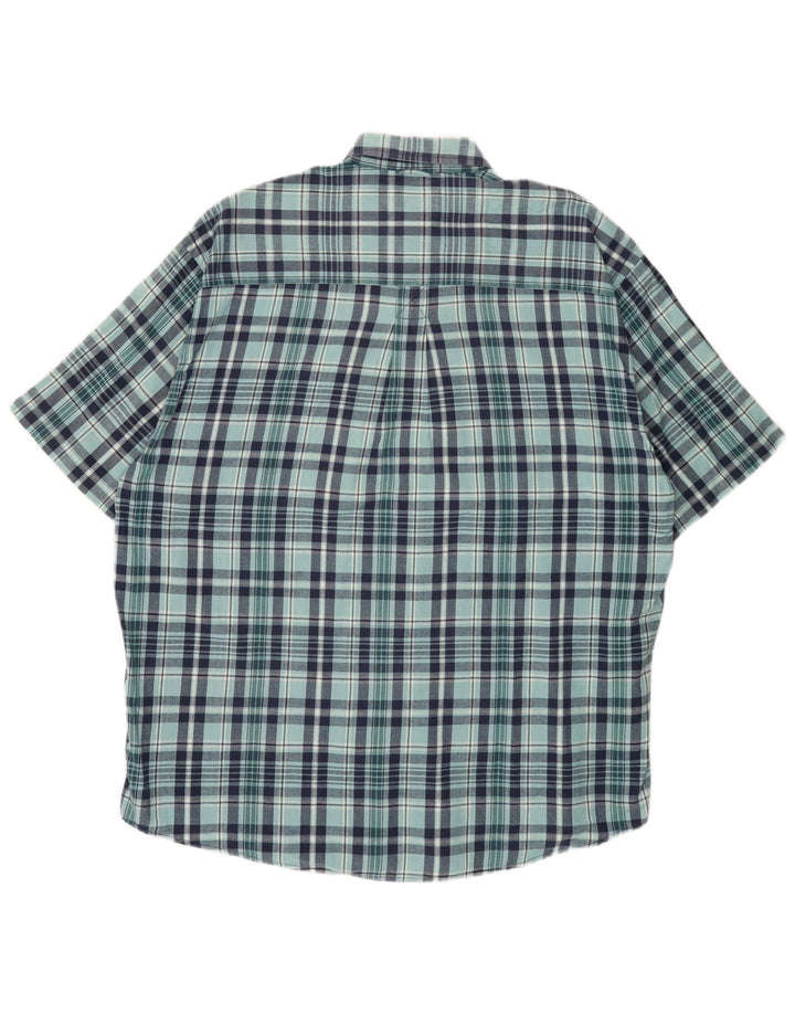 EDDIE BAUER Chemise à manches courtes pour hommes XL Bleu à carreaux en coton