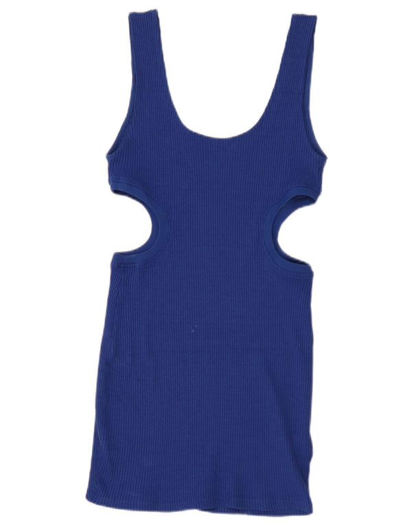 Zara Womens Sleeveless Cutout Bodycon Dress UK 14 Large Blue
