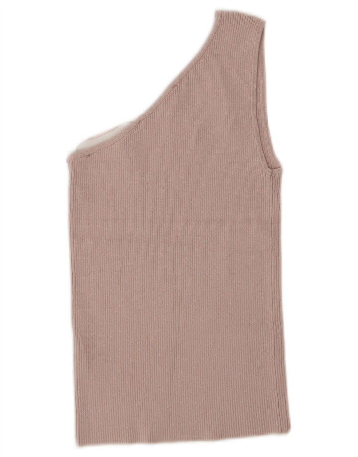Zara Femme Haut Court Une Épaule UK 8 Petite Viscose Rose