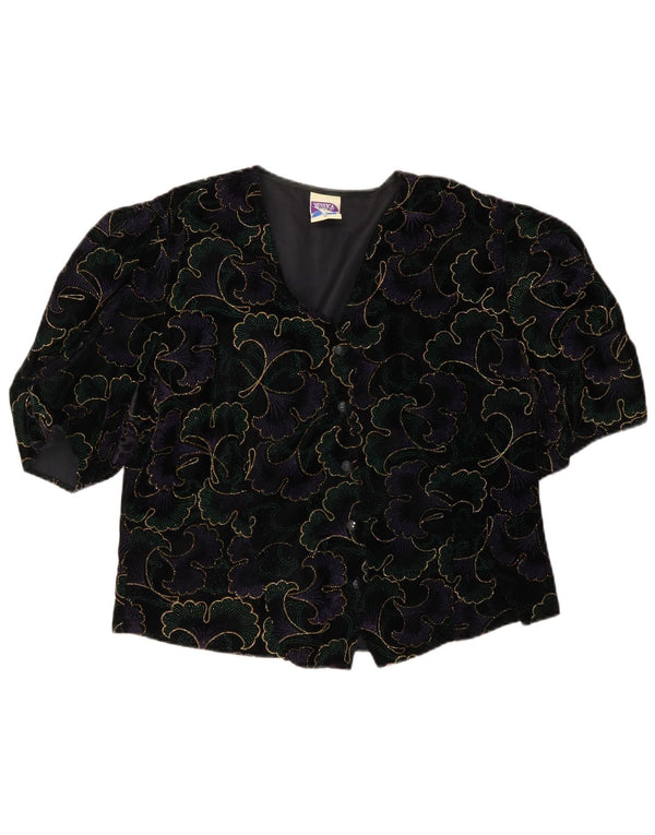Yessica Chemisier à manches courtes pour femme EU 42 Large en acétate floral noir