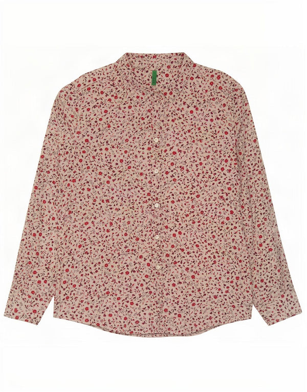 Benetton Chemise Femme UK 16 Large Blanc Floral