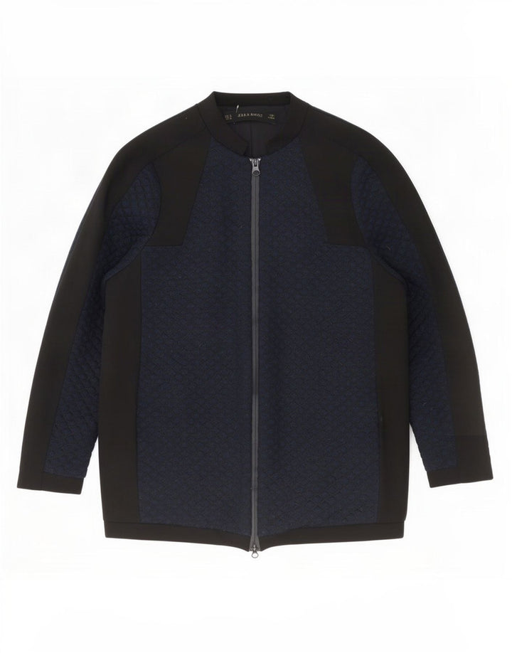 Zara Womens Oversize Bomber Jacket UK 10 Petit Bleu Marine Colorblock