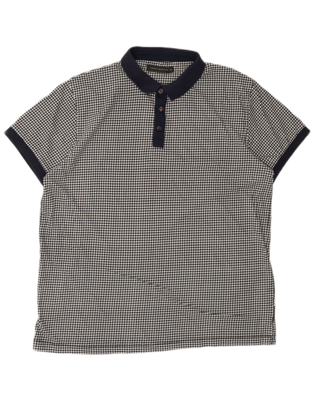French Connection Polo Homme 2XL Noir Pied-de-Poule Coton