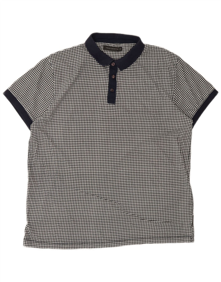 French Connection Polo Homme 2XL Noir Pied-de-Poule Coton