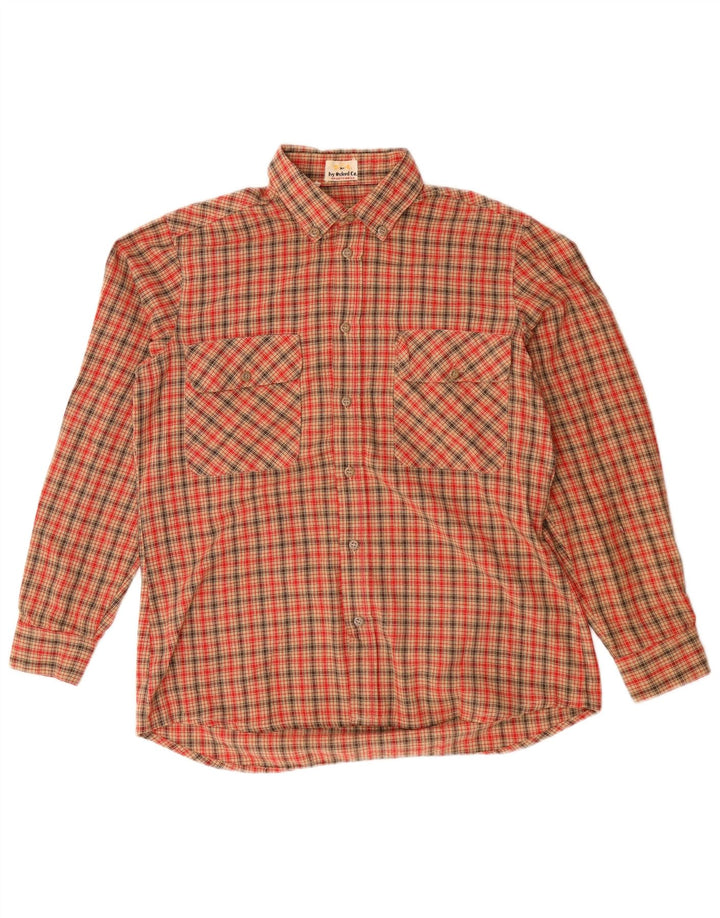 Ivy Oxford Chemise Flanelle Homme Rouge Moyen Carreaux