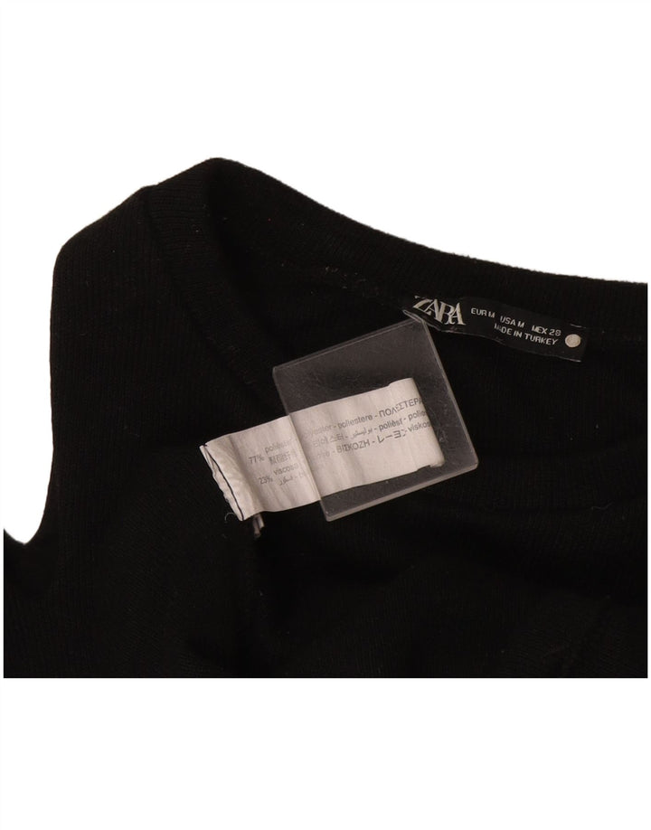 Zara Haut court à manches longues et épaules dénudées pour femme UK 12 Noir moyen Polyester