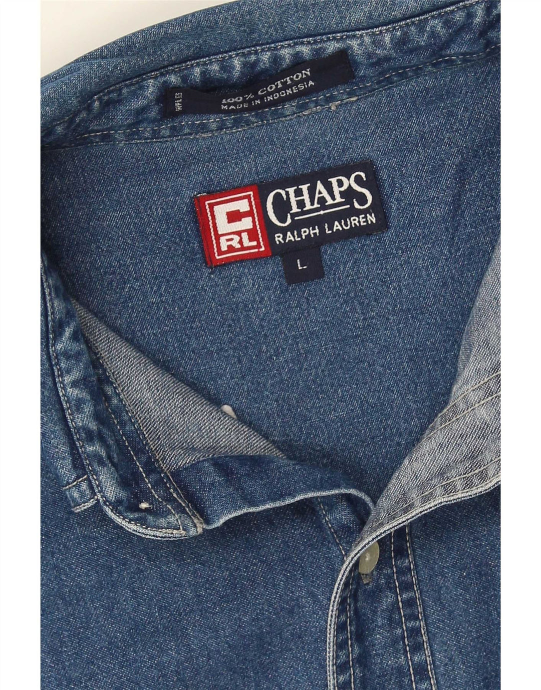 Chaps Ralph Lauren Chemise en jean pour homme Large Bleu Coton