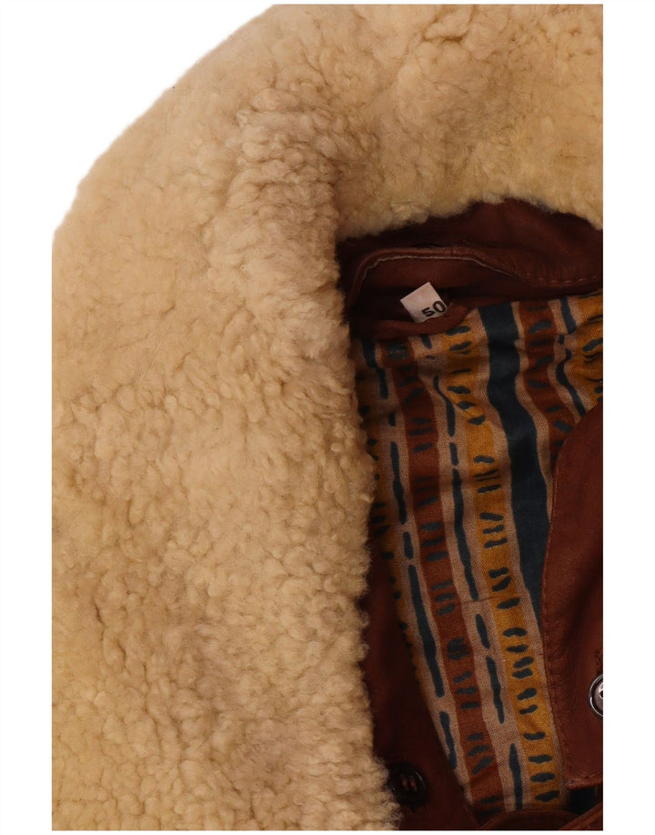 VINTAGE Manteau en cuir pour homme IT 50 Large Marron