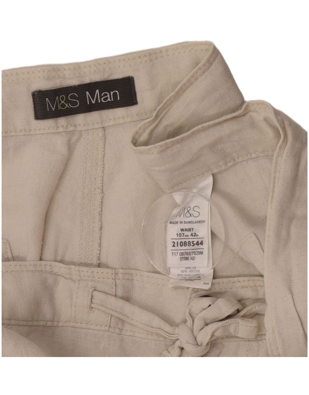 Marks & Spencer Short Chino Homme W42 2XL Beige Lin